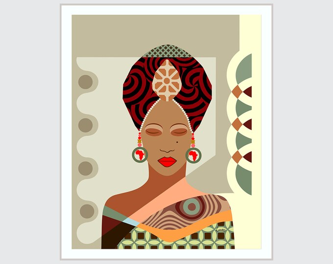 African Woman, Black Girl Art African American Nubian Queen