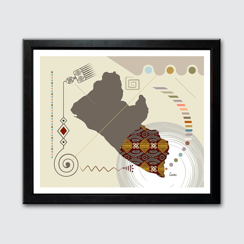 Monrovia West African Wall Decor Poster Liberia Map Art Print