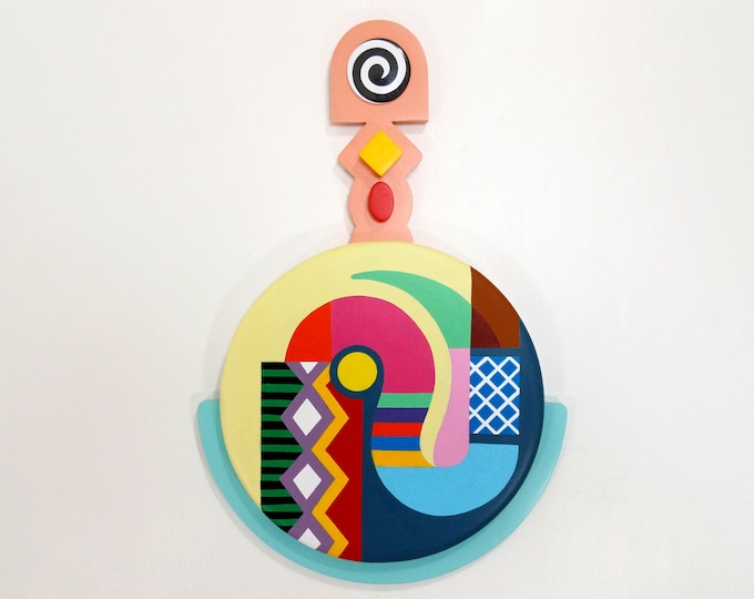 Modern Cubist Painting: One-of-a-Kind Statement Piece Abstract Wall Art Sculptural Acrylic on Wood