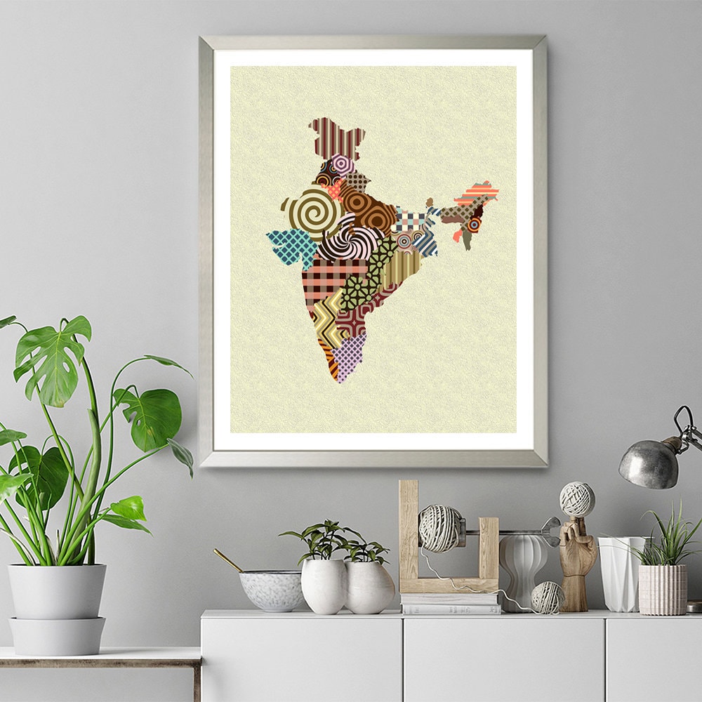 India Map Wall Art Decor, New Delhi Poster Gift