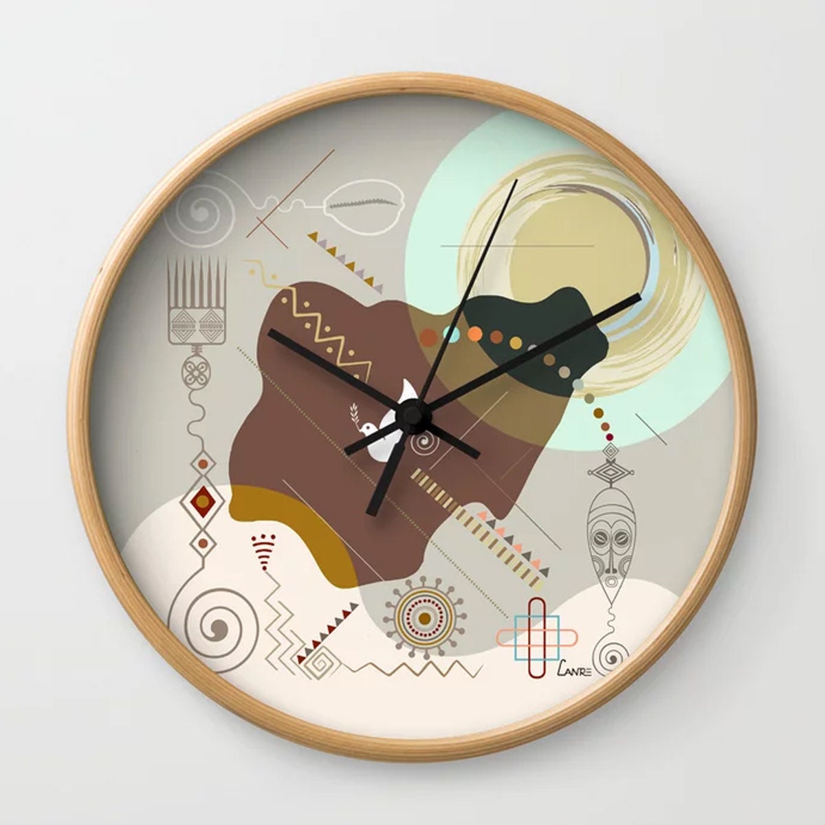 Nigerian Décor Wall Clock, Lagos Abuja Afrofuturism Timepiece Design