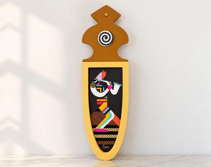 Abstract saxophonist Wooden Jazz Sculpture Colourful Music Pop Art Decor