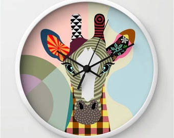 Giraffe Wall Clock, Jungle Animal Timepiece Décor