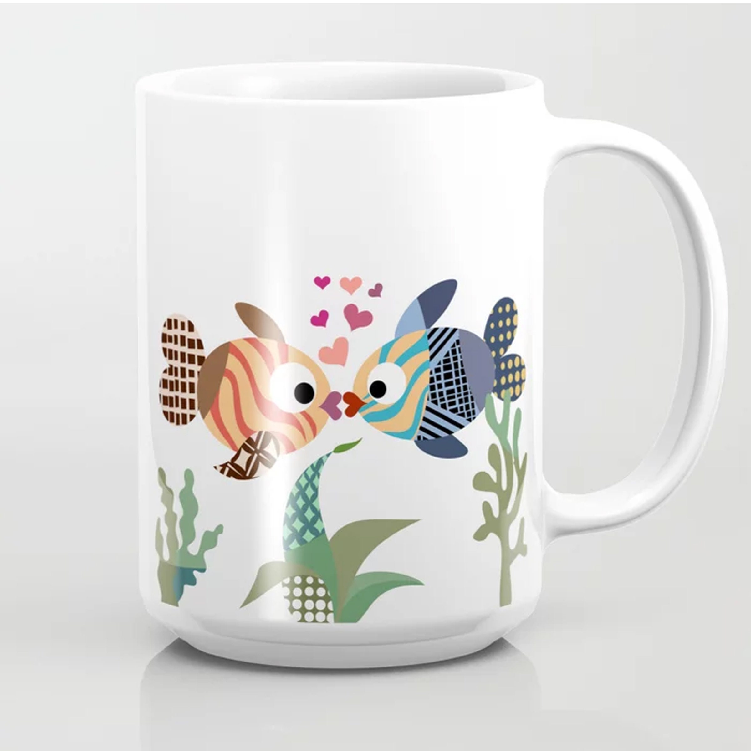 Fish Mug, Love Coffee Cup Kissing Fish Gift