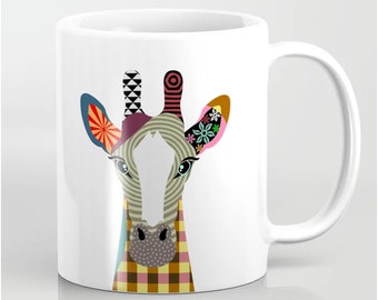 Giraffe Mug, Jungle Animal Ceramic Cup
