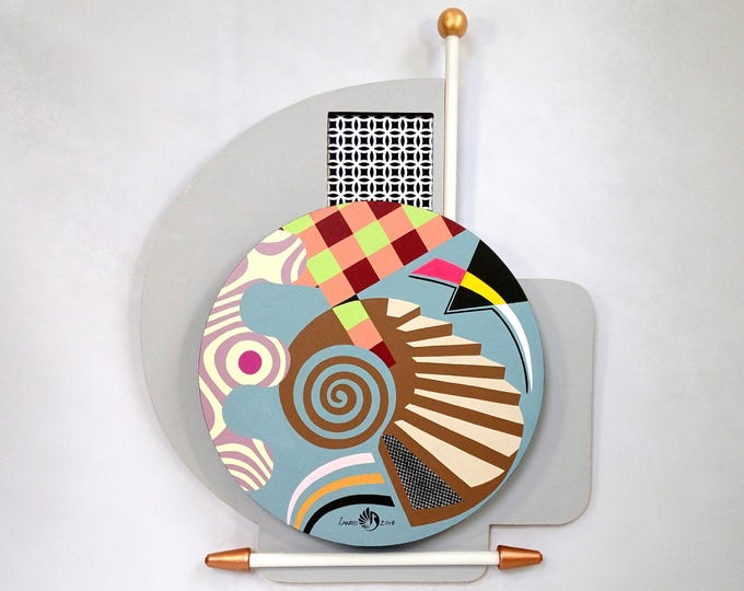 Abstract Geometric Wood Sculpture: Modern Cubist Wall Art
