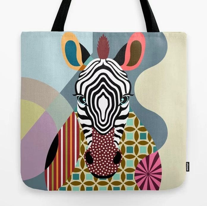 Zebra Tote Bag Art Print, Animal Lover Gift