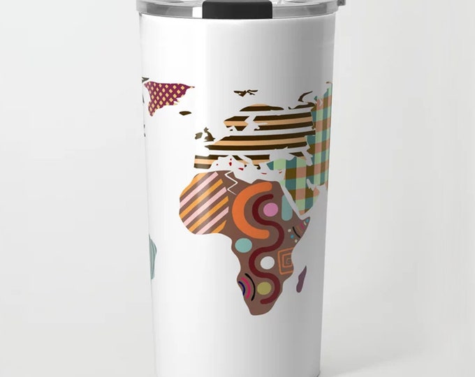 World Map Travel Mug, Metal Mug Tumbler