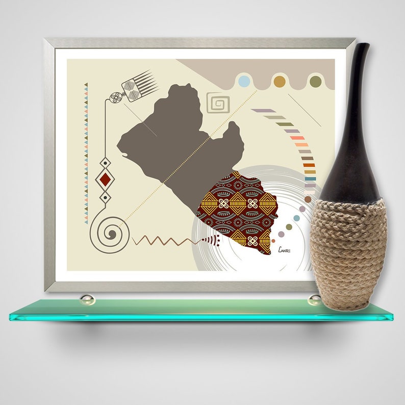 Monrovia West African Wall Decor Poster Liberia Map Art Print