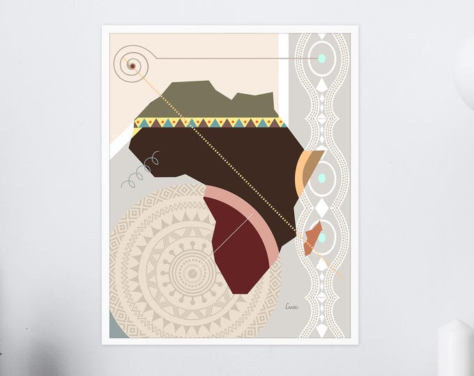 African Map Art Wall Hanging Afrocentric Print Pro Black Decor Wall Poster Afican Gift Painting