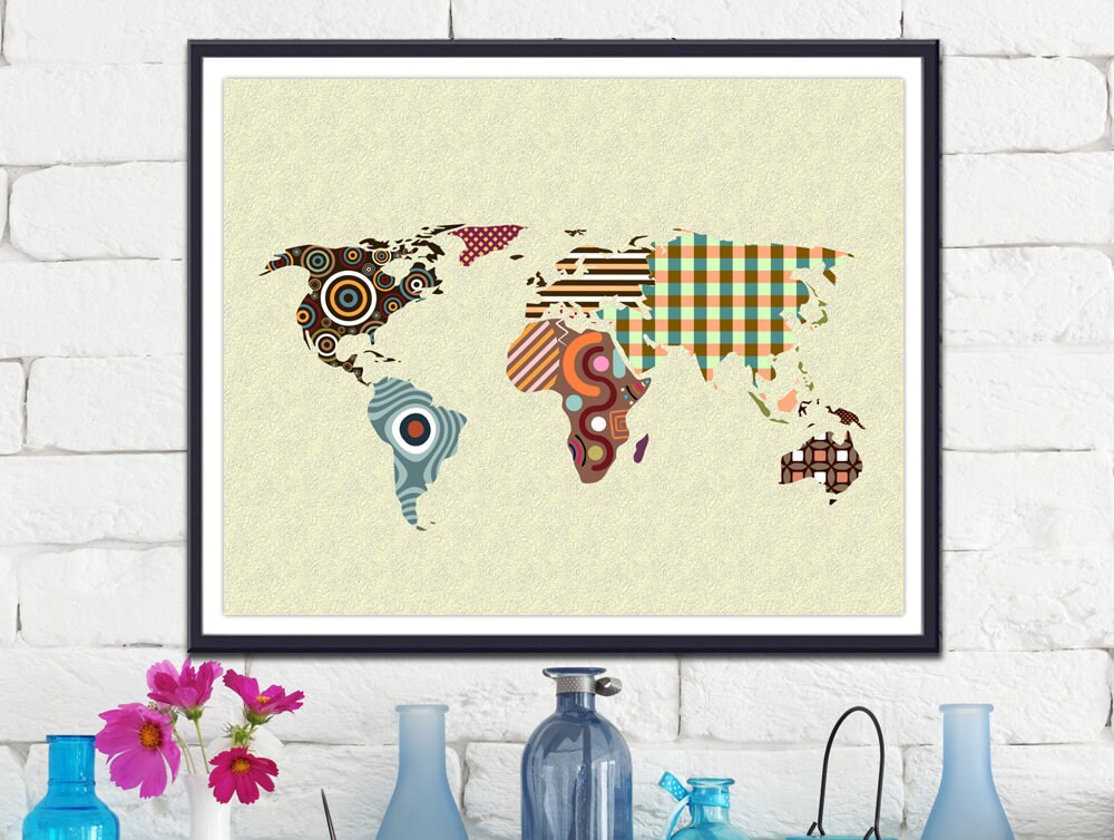 World Map Poster, Global Map Wall