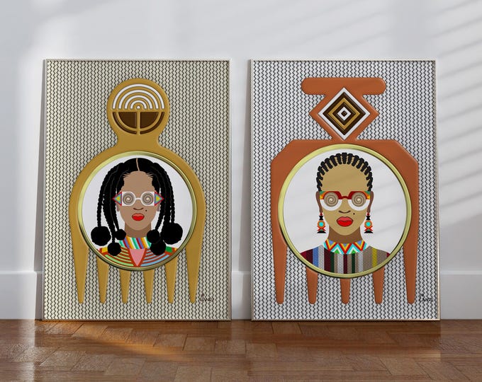 Black Woman Decor: Afro Pick Duafe Adinkra Afrocentric Home Accent