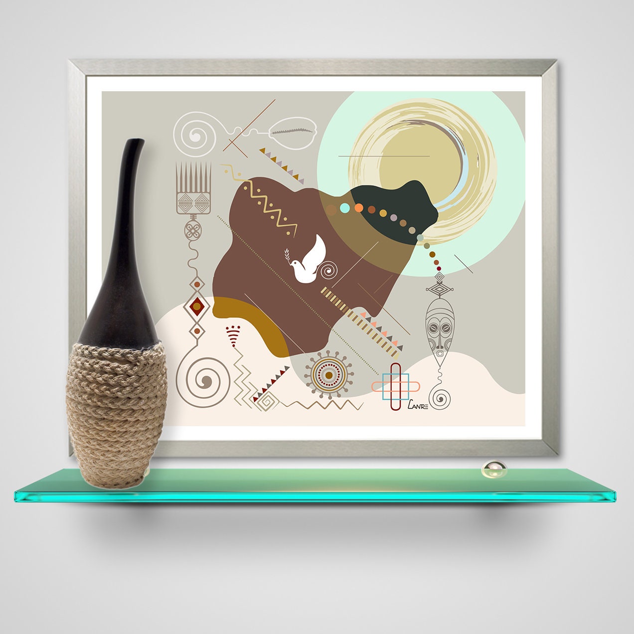 Nigerian Décor Wall Clock, Lagos Abuja Afrofuturism Timepiece Design