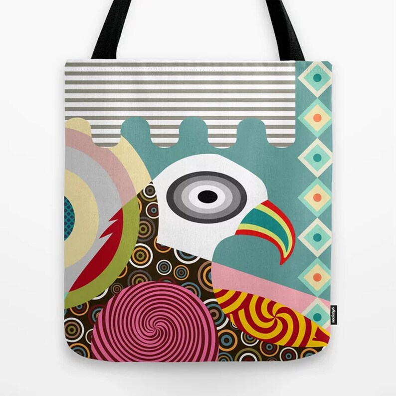 Bird Tote American Eagle Bag, Printed Canvas image 3