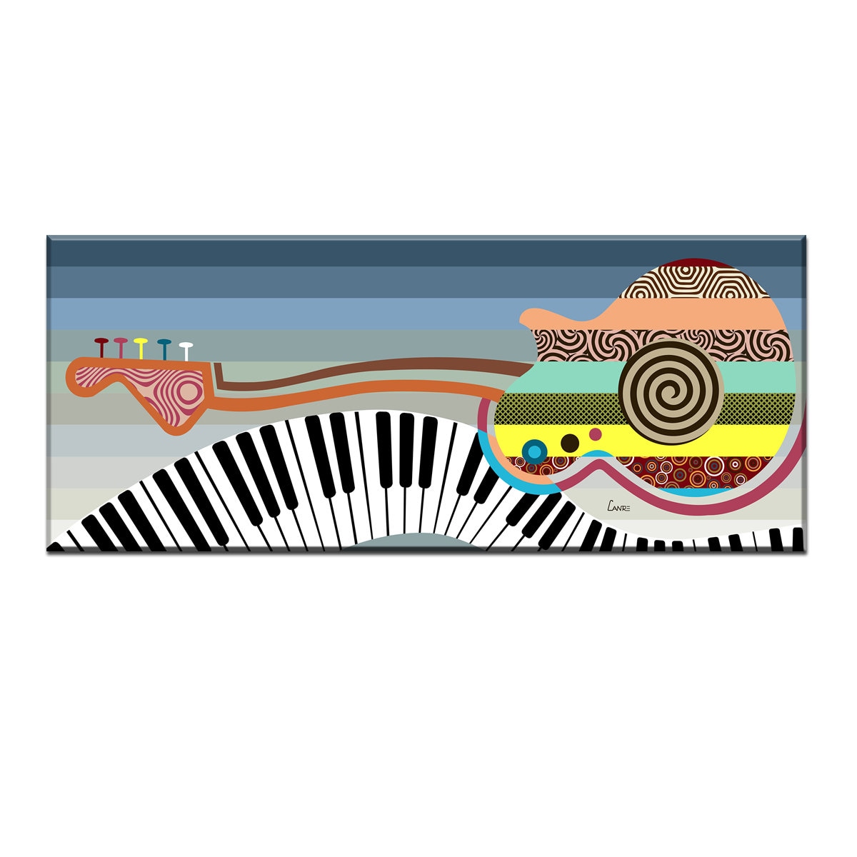 Large Music Wall Decor, Guitar Piano Canvas Pop Art