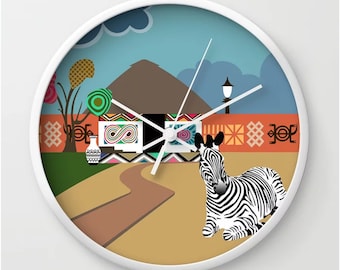 African Wall Clock, Afrocentric Decor Black Culture