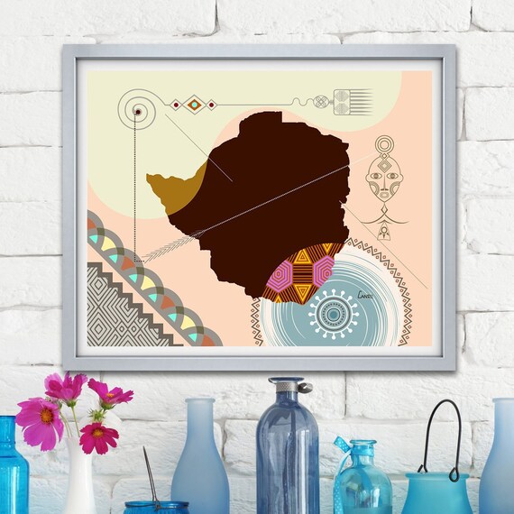 Zimbabwe Poster Zimbabwe Photo Zimbabwe Wall Decor Zimbabwe Wall Art Harare Zimbabwe Print Black