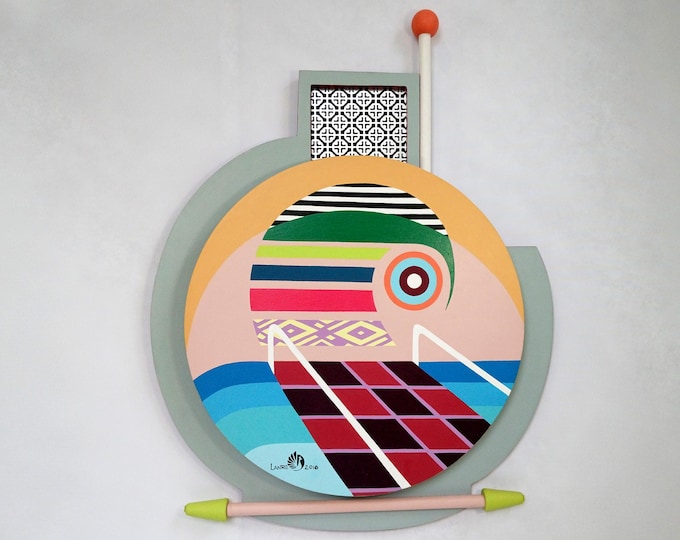 Abstract Geometric Wood Sculpture: Birch & Aluminum Wall Art