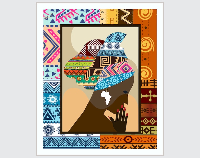 African Woman Print Wall Art Decor, Black Girl Poster