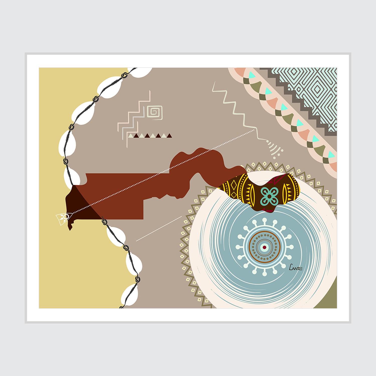 Gambia Art Map Print Wall Decor, Banjul West African Design Poster
