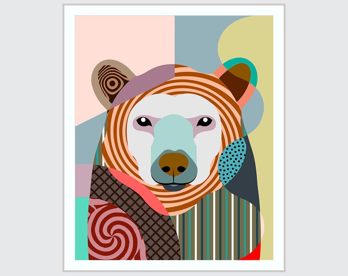 Polar Bear Art Print, Jungle Animal Wildlife Decor