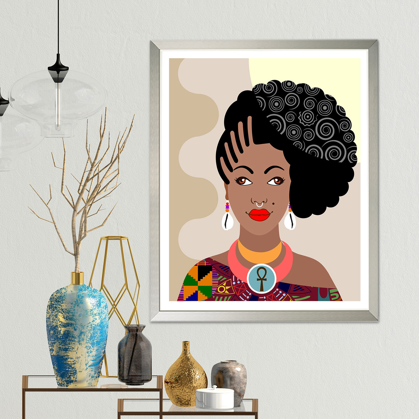 Afro Bohemian Décor, Black Queen Print African American Woman Wall Art