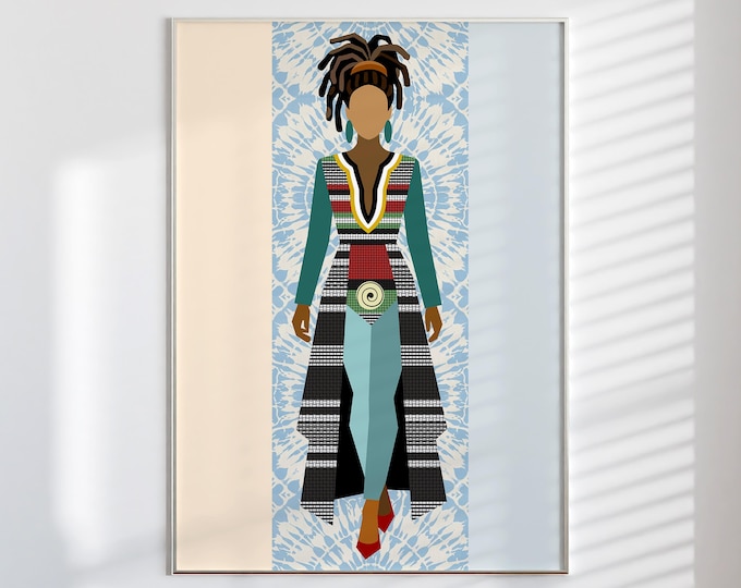 Rooted Black Woman Wall Art Contemporary African Geometric Minimalist Limited Edition Heritage Print