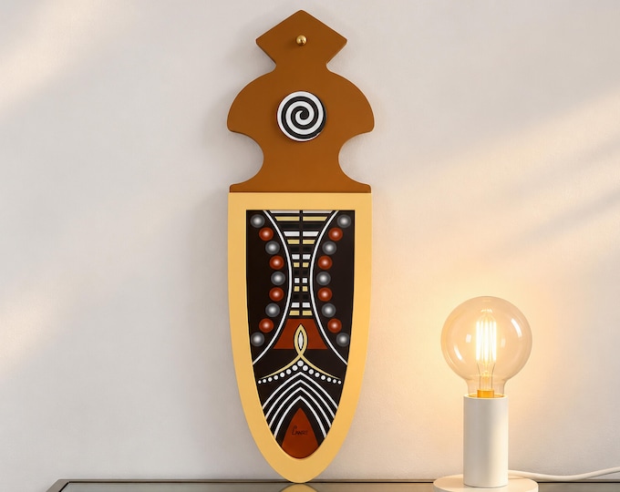 Afrocentric Wooden Wall Art: Warm Earth Tones Geometric Tribal Modern Décor
