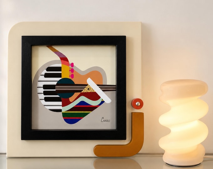 Abstract Music Wall Art Sculpture: Guitar, Saxophone & Keyboard Modern Geometric Wooden Decor  Musician Gift