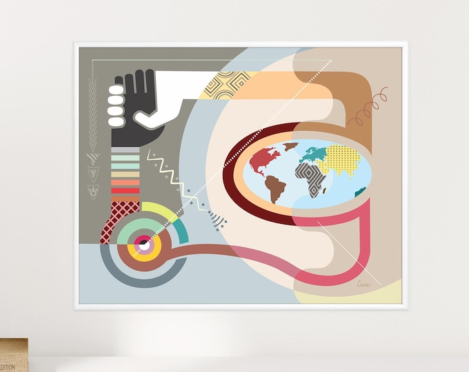 Racial Equality Art Racism Abstract Cubist Painting World Unity Love Peace and Justice