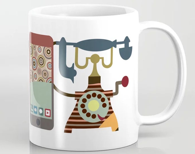 Retro Mug Telephone Ceramic Coffee Cup, Grandma Grandpa Gift