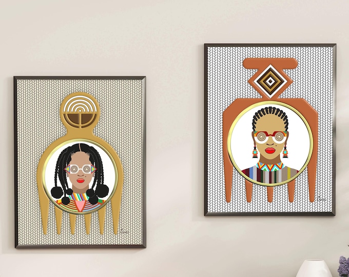 Black Woman Decor: Afro Pick Duafe Adinkra Afrocentric Home Accent