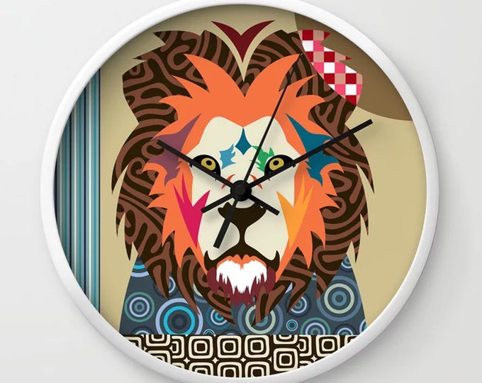 Lion Wall Clock, Safari Animal Decor Big Cat Print