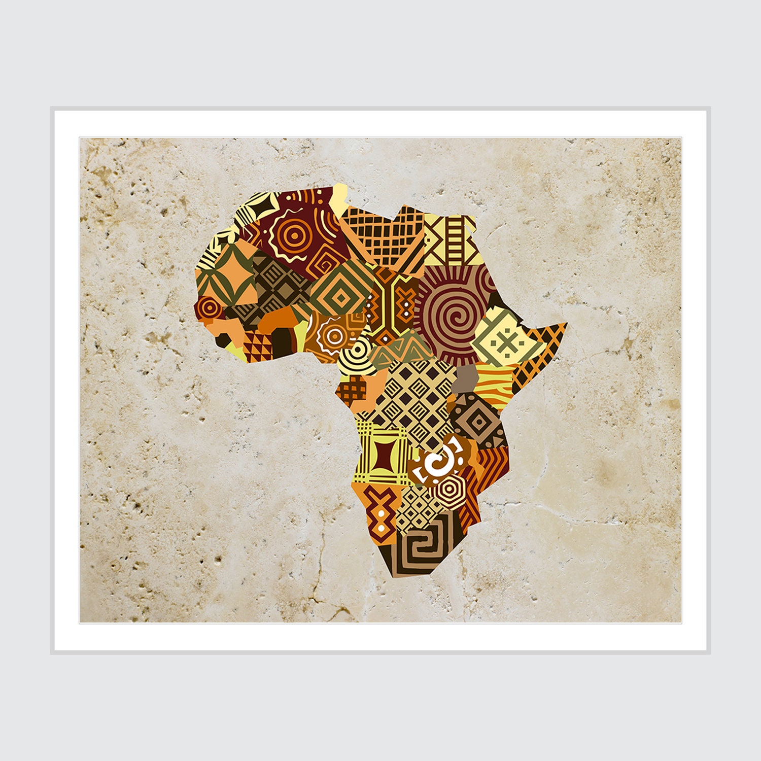 African Map Art, African Print Map Decor, African Wall Art, African