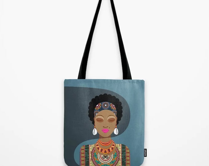 Black Girl Bag, Afrocentric Tote African Woman Gift