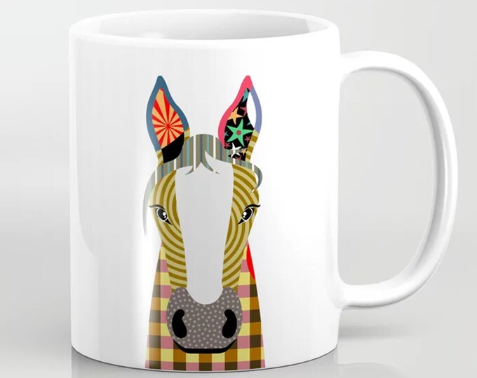 Horse Mug, Farm Animal Coffee Cup Farmers Gift