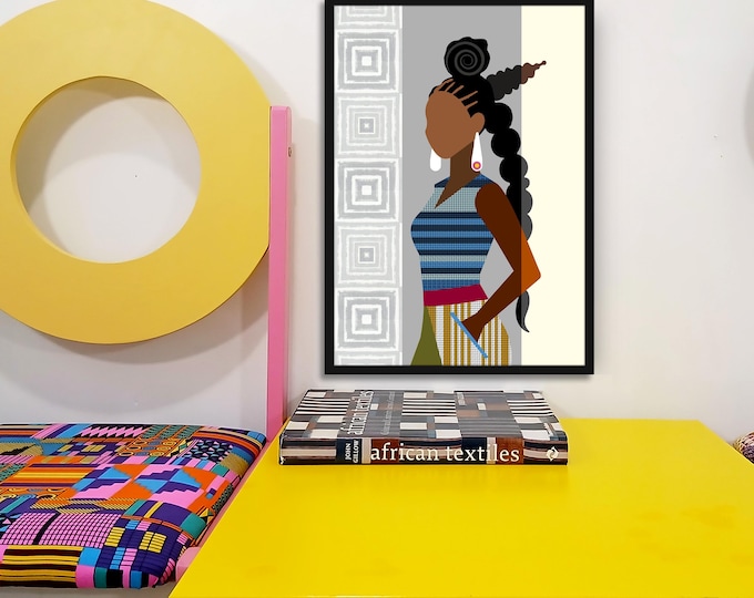 Grace Unfolding Print: African Geometric Art, Yoruba Aso Oke Inspired, Modern Decor (Limited Edition)