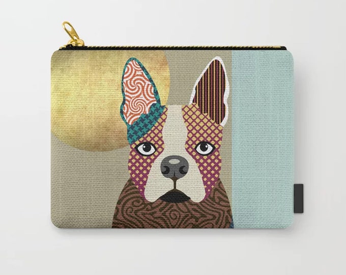 Boston Terrier Wallet, Dog Pouch Puppy Zipper