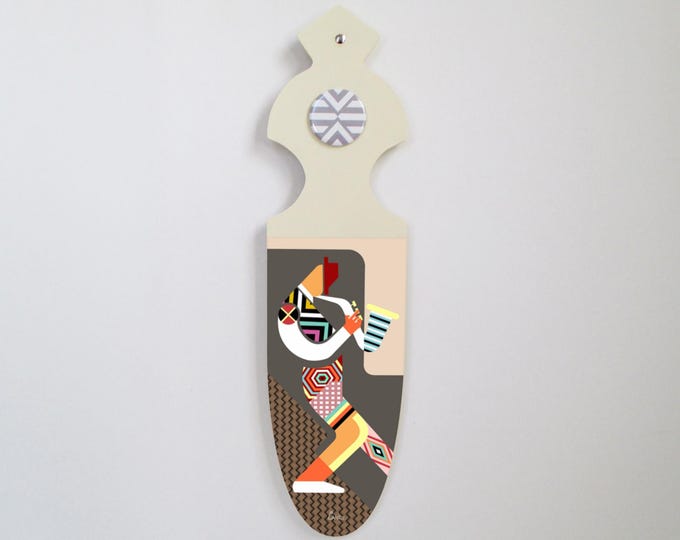 Abstract saxophonist Wooden Jazz Sculpture Colourful Music Pop Art Decor