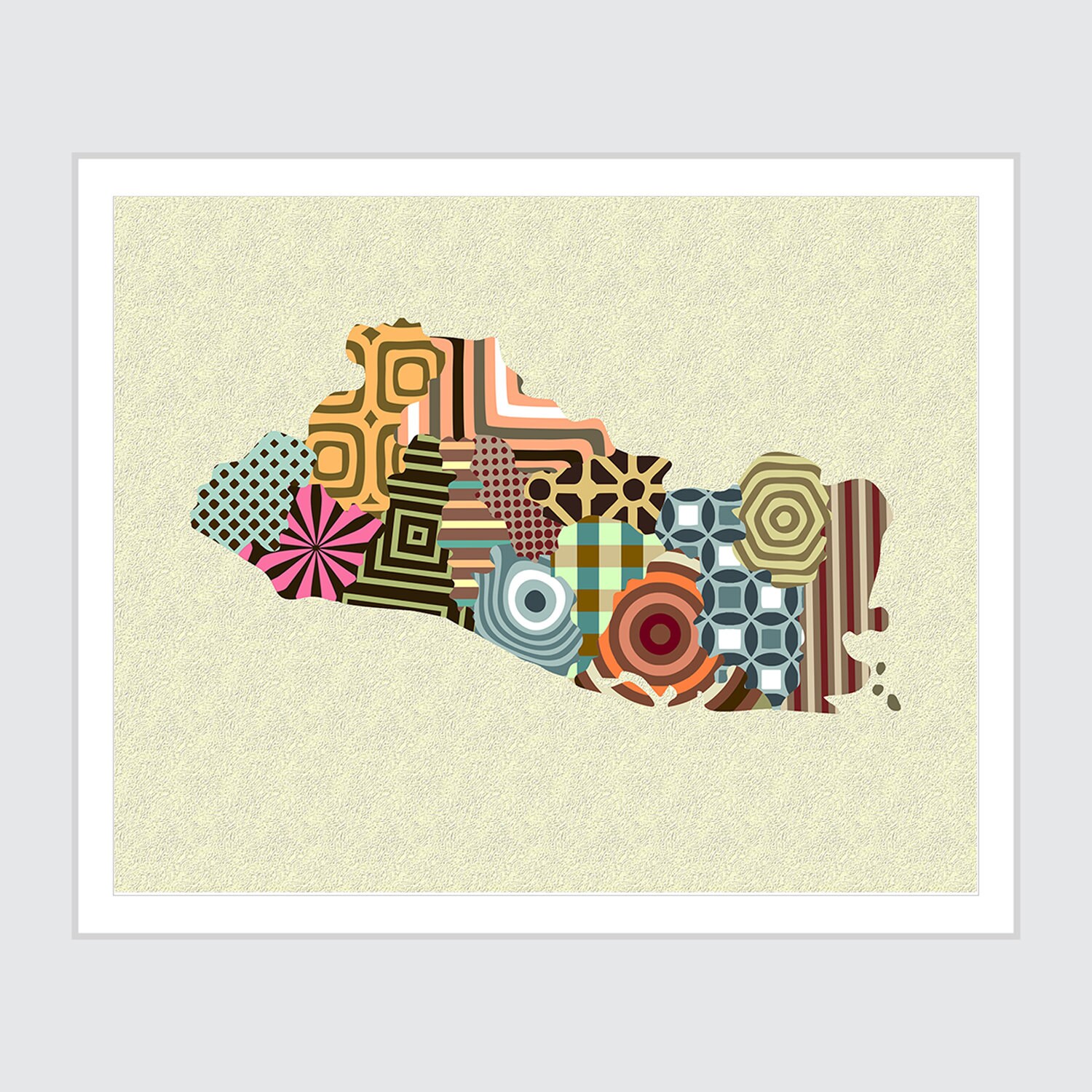 El Salvador Map Print Poster San Salvador Central America Decor