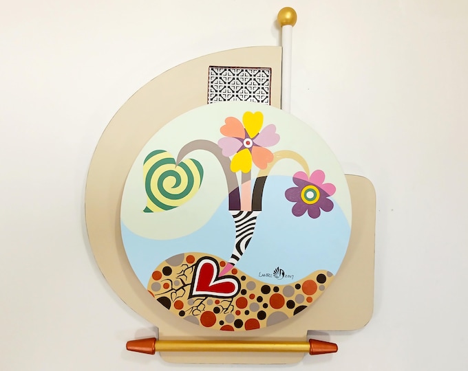Original Abstract Acrylic Painting 3D Wooden Wall Pop Art Sculpture One Of A Kind Art