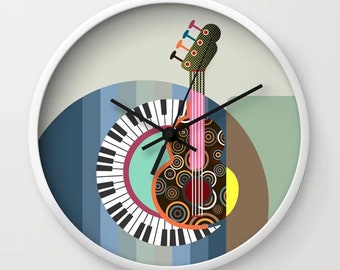 Music Clock, DJ Piano Guitar Lover Gift Room Decor