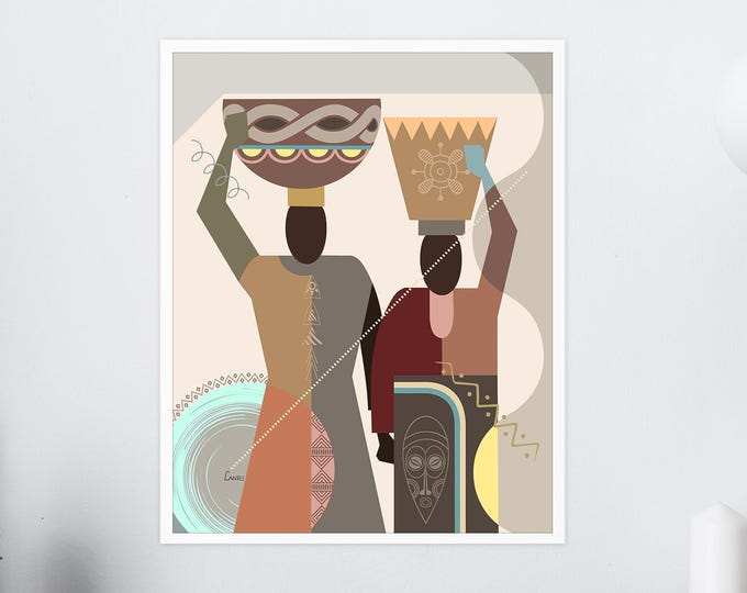 Ethnic African Wall Décor Black American Painting Afro Boho Bohemian Art Tranquil Colours African Gift