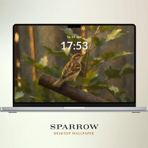 Sparrow in Garden Light | Digitally Enhanced Nature Photography | Digital Wallpaper