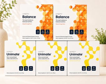 Combinatiepakket 2 balans + 3 Unimate | Drankmix met natuurlijke vezels en yerbamate | Wellnessbundel met 5 dozen