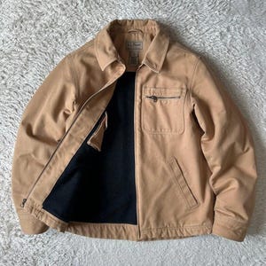 L.L.Bean Duck Jacket S beige vintage 1985 met wol gevoerd, duurzaam katoen