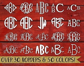 Monogram Sticker Monogram Car Decal Vinyl Yeti Circle Border Script Block Heart Diamond Fishtail Vine Cursive Laptop Cup Tumbler Girly