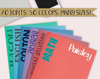 School Subject Labels, Binder Stickers, Binder Labels, Homework Decals, Class Subject Stickers, Folder Labels, Notebook Labels, Supplies