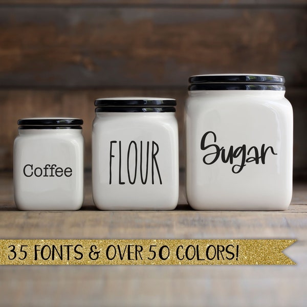 Pantry Labels, Canister Decals, Pantry Decals, Canister Labels, Pantry Stickers, Custom Labels, Jar, Kitchen Labels, Container, Vinyl Decal