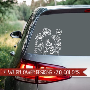 Calcomanía de flores silvestres, calcomanías de flores silvestres, pegatinas de flores silvestres, calcomanía de ventana de flores, coche de flores silvestres, calcomanía de coche boho, floral, pegatina de planta de ventana